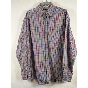 Enro Mens Large Non-Iron Poplin Button Down Shirt Plaid Combed Cotton Multicolor